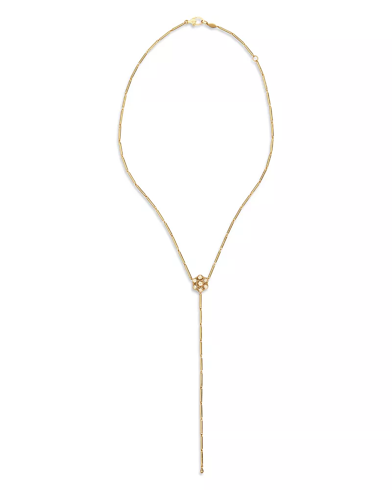 Ileana Makri 18K Yellow Gold Fine Florescence Champagne Diamond Lariat Necklace, 14.96-16.53