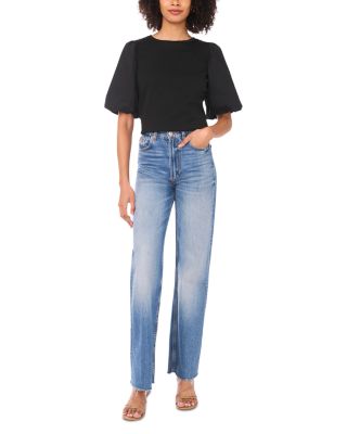 Crewneck Puff Sleeve Knit Top