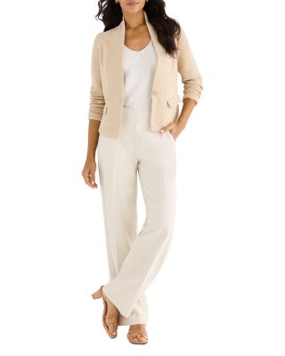 Weave Mix Collarless Knit Jacket