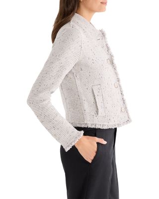 Fringe Mix Knit Bomber Jacket