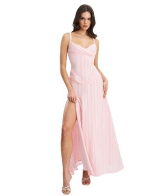 Mallory Stripe Jacquard High Slit Gown