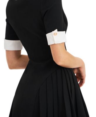  Ilitha Woven Crepe Pleated Mini Blazer Dress