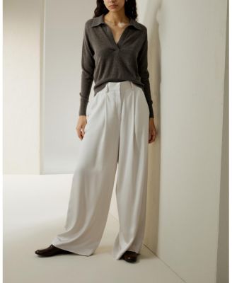 Women's V Neck Cashmere Polo Sweater