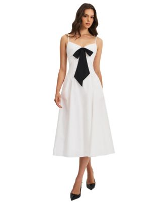  Corinne Poplin Flared Maxi Dress with Removable Bow