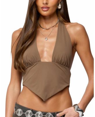 Open Back Triangle Halter Top