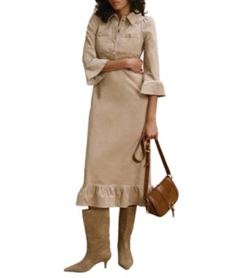 Women's Corduroy Midi Dress