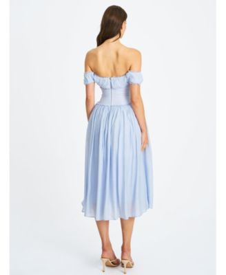  Xavy Rayon Off Shoulder Corset Midi Dress