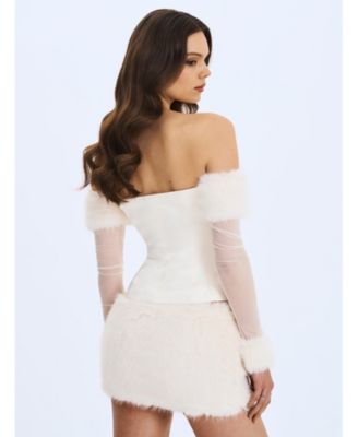 Nola Off Shoulder Faux Fur Trimmed Top