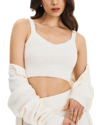  Selene Wool-Blend Ribbed Knit V-Neck Top