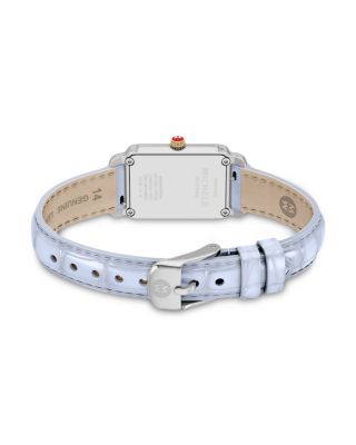 Deco Park Two-Tone 18K Gold-Plated Pastel Blue Leather Watch, 23mm x 29mm