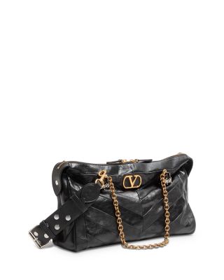 Panthea Nappa Leather Chevron VLogo Shoulder Bag