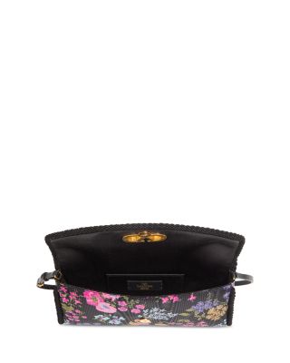 DeVain VLogo Moir&eacute; Papier Floral Fabric Small Shoulder Bag