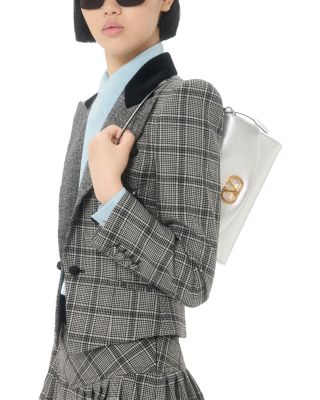 DeVain VLogo Laminated Nappa Leather Small Shoulder Bag