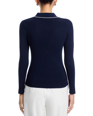 Contrast Whipstitch Rib Sweater