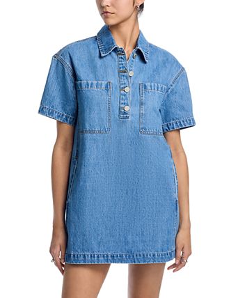 blank nyc denim dress Women's Cotton Ruffled-Hem - Blue flared cuffs and a two way Blank NYC Give Way My