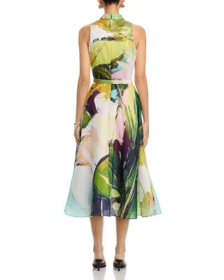 Abstract Print Sleeveless Shirt Dress