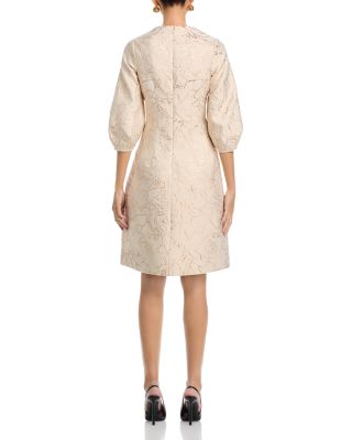 Metallic Jacquard Three Quarter Sleeve Dress