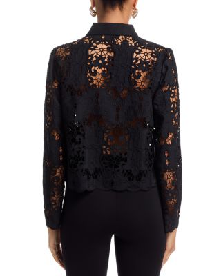 Lace Crop Long Sleeve Blouse - Exclusive