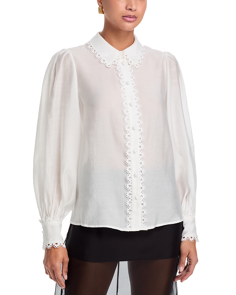 Aqua Lace Trim Blouse - Exclusive