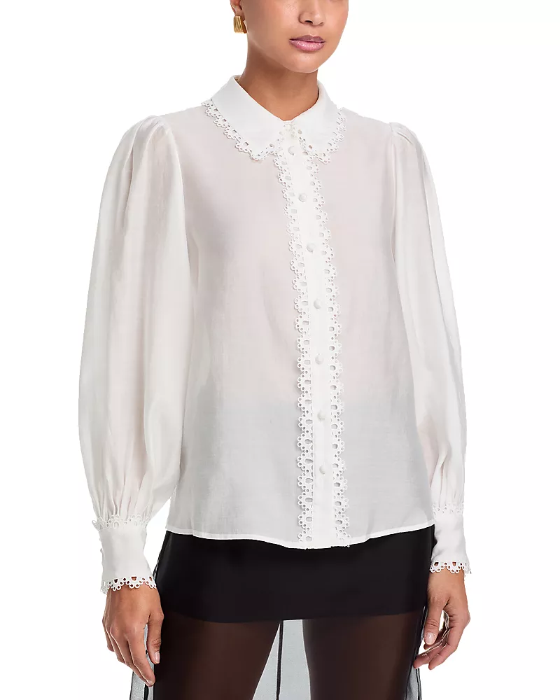 Aqua Lace Trim Blouse - Exclusive