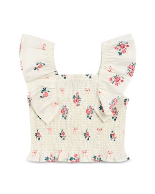 Girls' Flutter Sleeved Smocked Woven Top - Little Kid, Big Kid