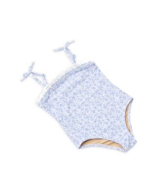 Girls' Crochet Trim Coastal Garden Swimsuit - Little Kid