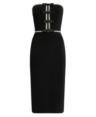  Odette Bow-Embellished Beaded Midi Dress