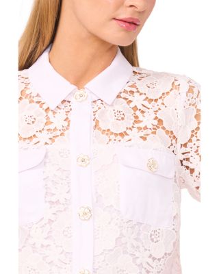 Patch Pocket Short Sleeve Button Down Blouse