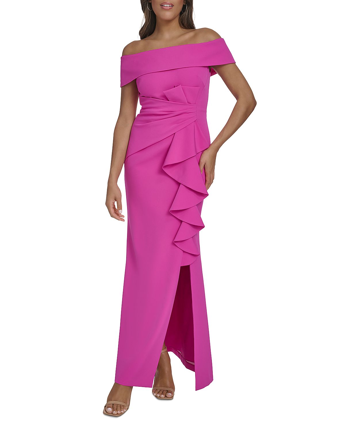 Eliza J Off The Shoulder Ruffle Mermaid Gown