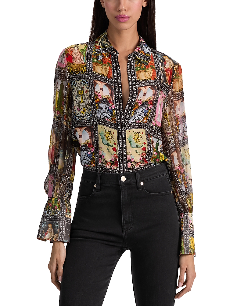 Alice and Olivia Wan Button Front Blouse