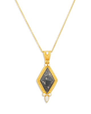 18K, 22K & 24K Yellow Gold Muse Salt & Pepper & White Diamond Pendant Necklace, 16-18"