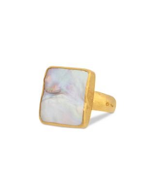 24K Yellow Gold Oyster Pearl Cocktail Ring