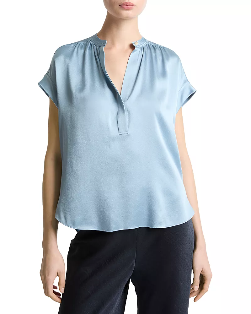 Vince Silk Gathered Neck Top