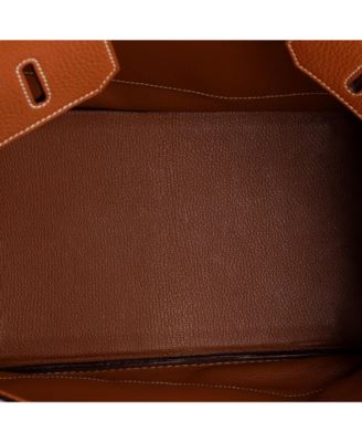 Birkin 35 Handbag Brown Clemence with Gold Hardware