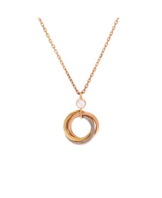  Trinity Pendant Necklace 18K Tricolor Gold with Diamond, 15.75"