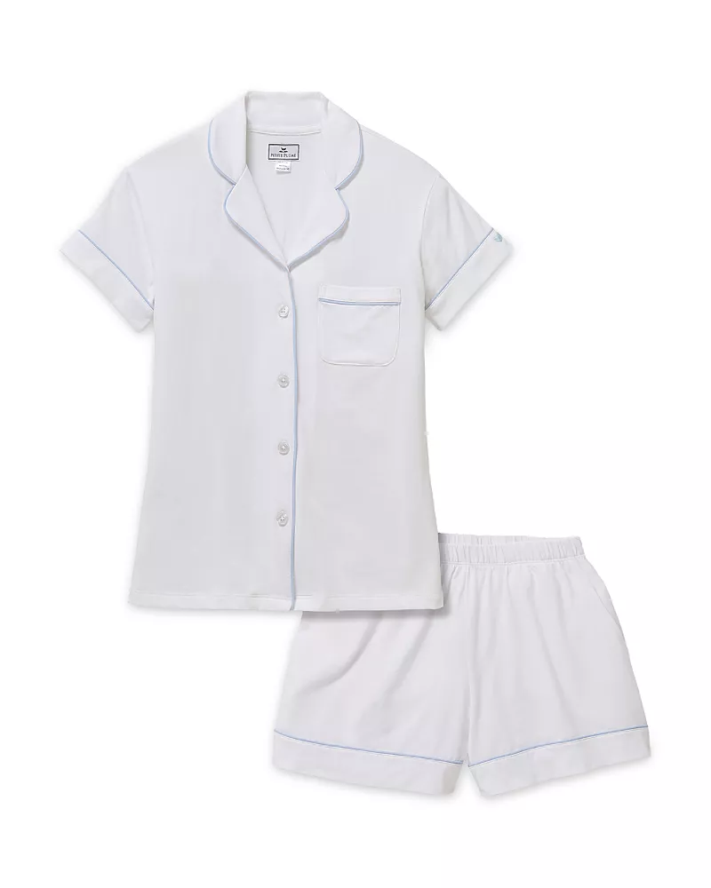 Petite Plume Piped Short Sleeve Short Pajama Set