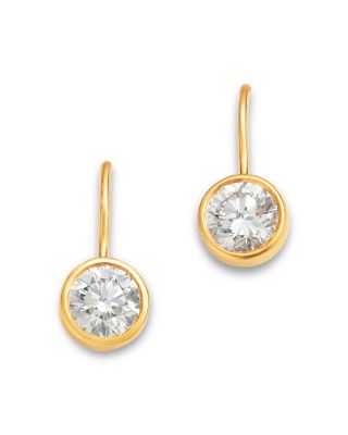 Luxe Collection Certified Lab Grown Diamond Bezel Drop Earrings in 14K Yellow Gold, 2.0 tcw