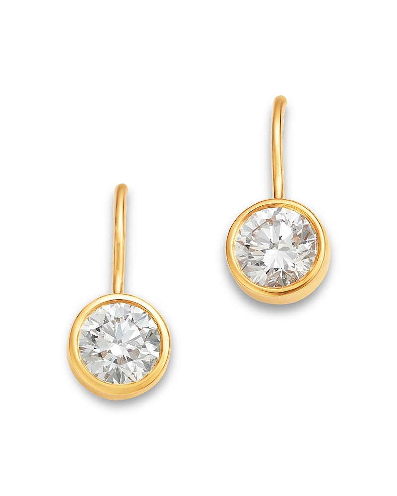 Bloomingdale's Fine Collection Luxe Collection Certified Lab Grown Diamond Bezel Drop Earrings in 14K Yellow Gold, 2.0 tcw