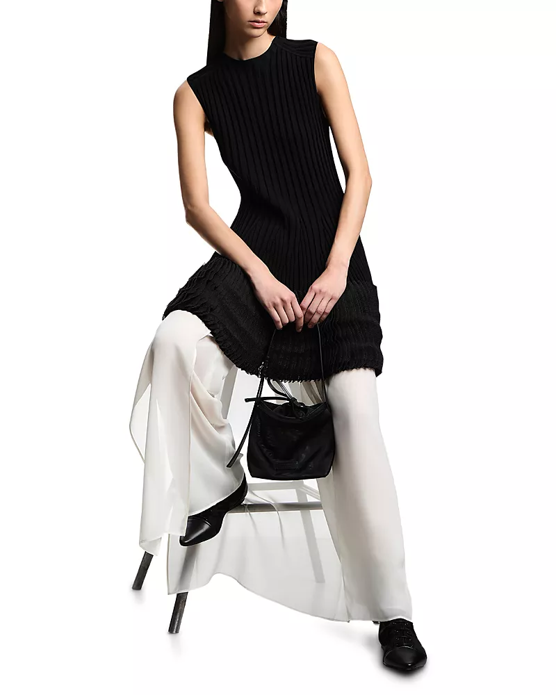 Emporio Armani Ribbed Ruffled Hem Dress