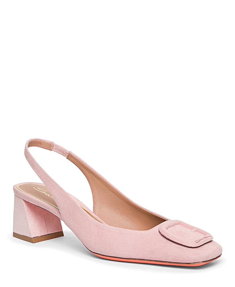 Santoni Women's Suede Mid-Heel Slingback