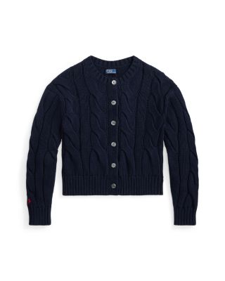 Crewneck Cable Knit Cardigan Sweater