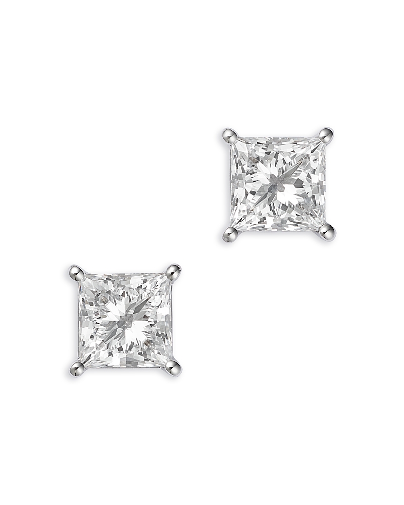 Bloomingdale's Fine Collection Luxe Collection Certified Lab Grown Diamond Princess Stud Earrings in 18K White Gold, 2.96 tcw