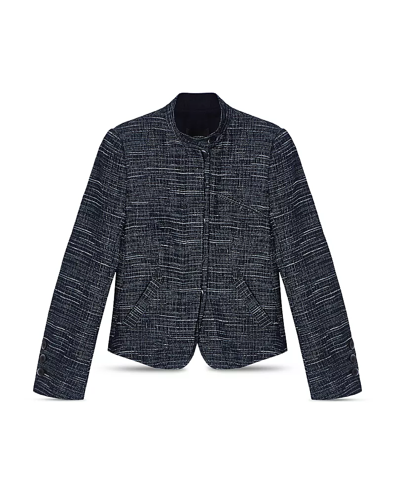 Emporio Armani Stand Collar Curved Hem Jacket
