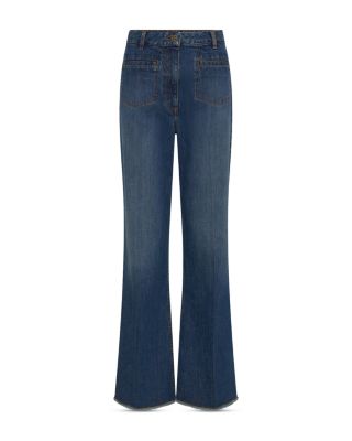 Amandie Bootcut Frayed Hem Jeans in Blue