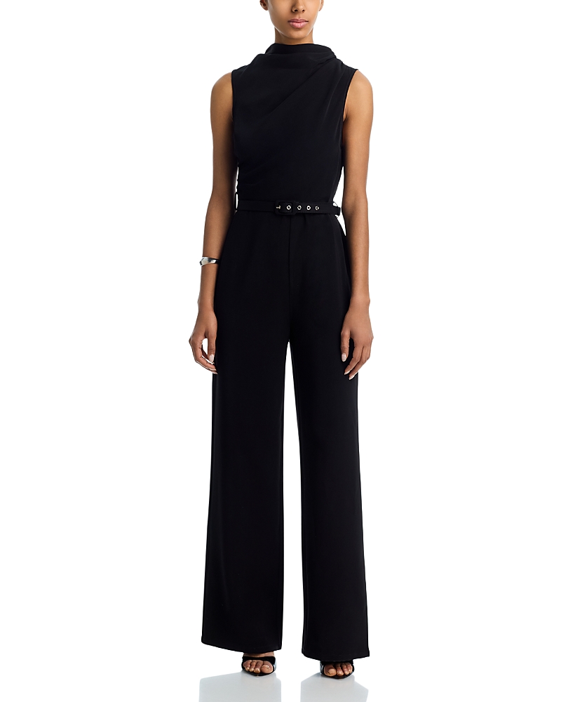 Aqua Cowl Neck Crepe Jumpsuit - Exclusive