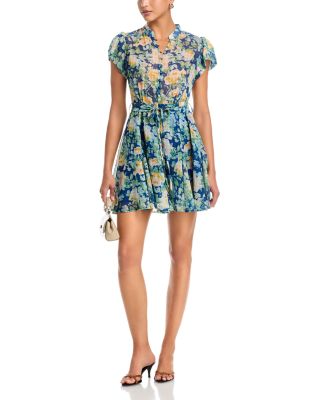 Floral Button Front Flutter Mini Dress - Exclusive