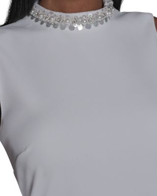 Embellished Neck Scuba Crepe Dress