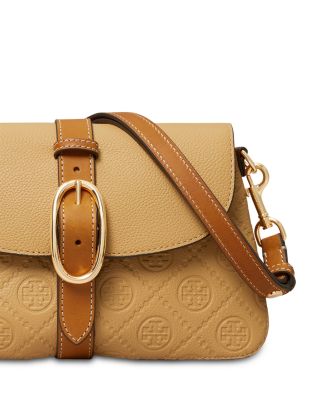 Small Double T Monogram Pebbled Leather Shoulder Bag