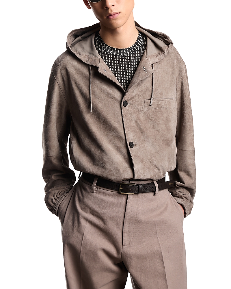 Emporio Armani Leather Hooded Blouson Jacket