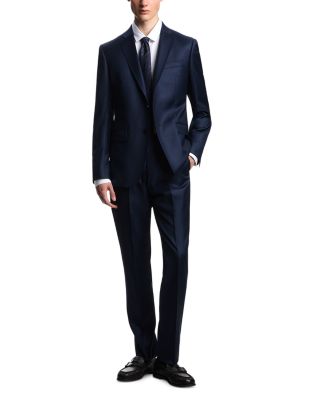 Slim Fit Single Breasted Sharkskin Wool Suit